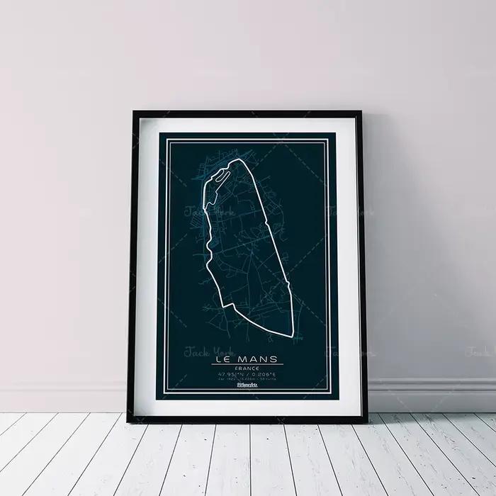 Impression sur piste de course du Mans. Papier d'art de silhouette de circuit