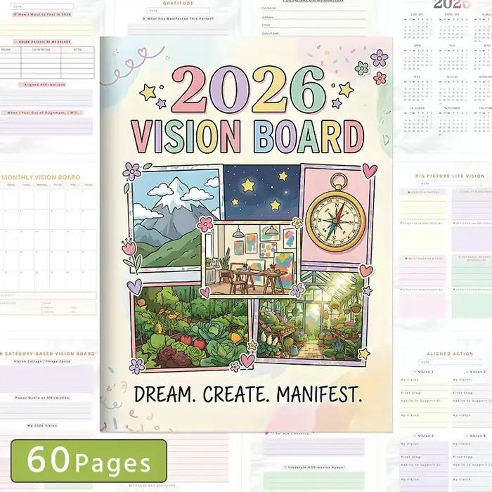 Tableau de vision et planificateur d'objectifs 2026 : Manifestez votre meilleure vie avec une planification stratégique