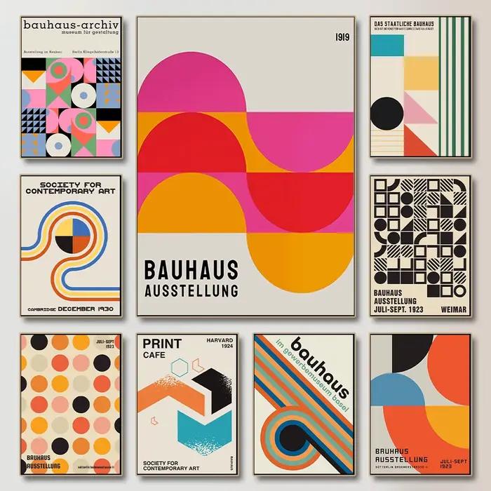 Affiches géométriques colorées d'exposition Bauhaus