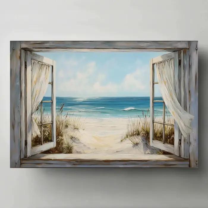 Peinture sur toile avec vue sur la plage