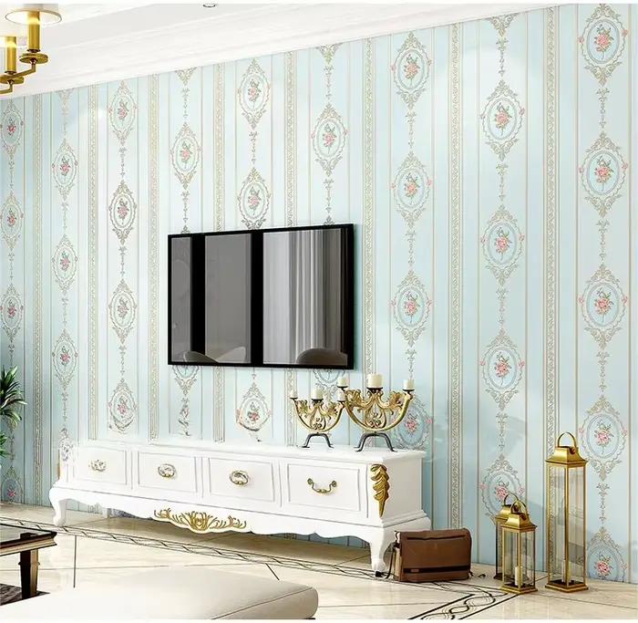 Papier Peint Floral Style Pastoral Européen Non-Tissé pour Salon, Chambre Chaleureuse, Mur de Fond, Décoration Intérieure