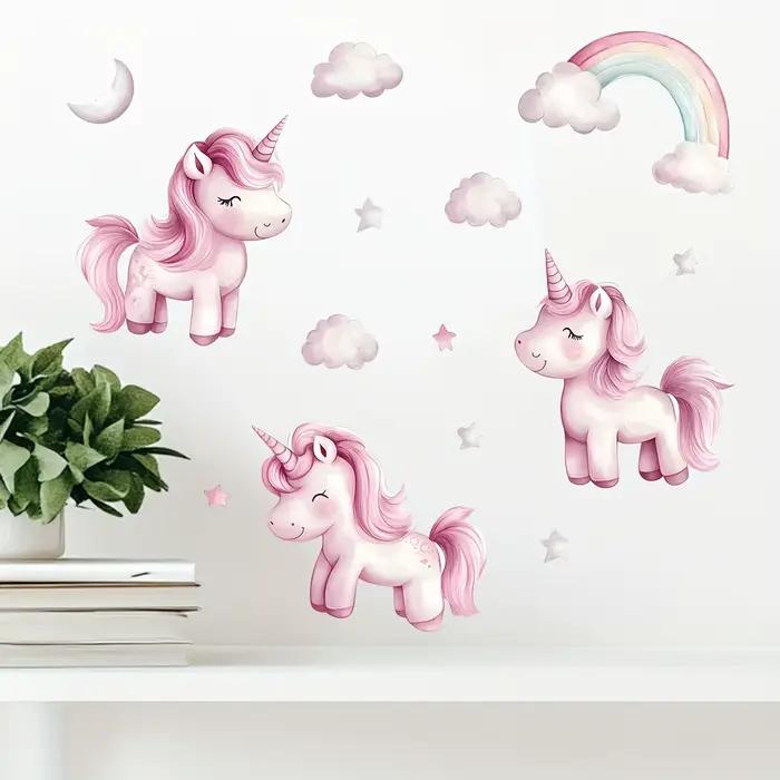 Autocollant mural lumineux étoiles licorne