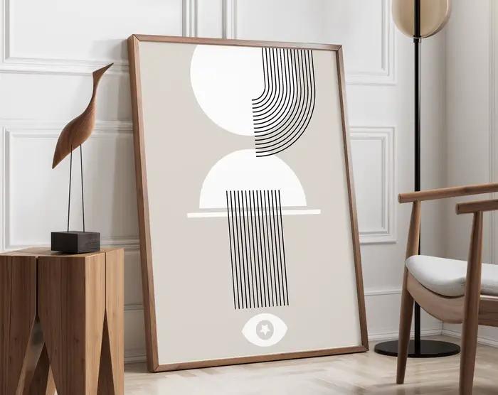 Affiche en toile géométrique moderne Bauhaus, imprimés rétro d'art mural de salon, peinture murale décorative pour la maison du milieu du siècle