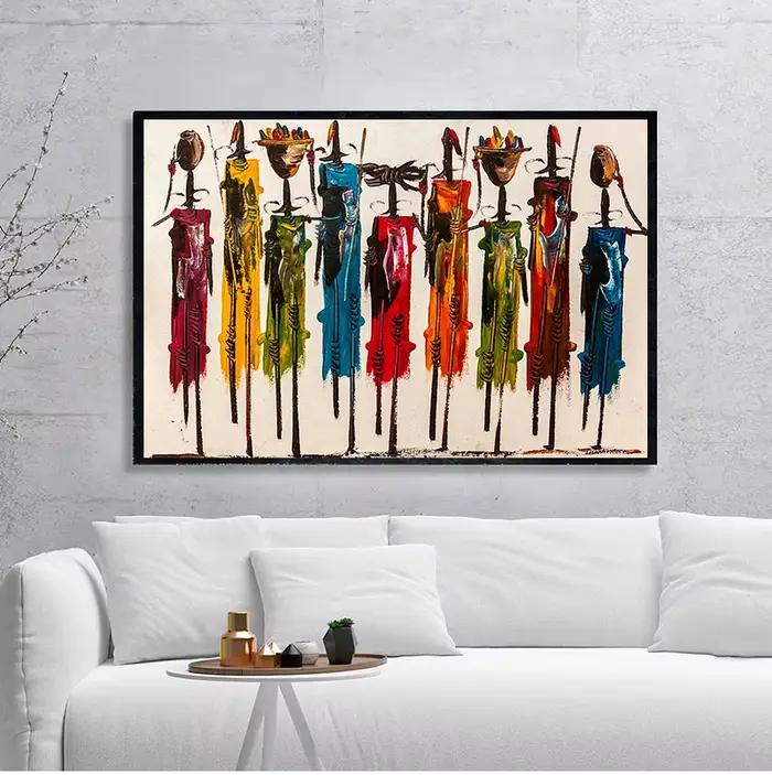 Peinture à l'huile abstraite de femme africaine sur toile