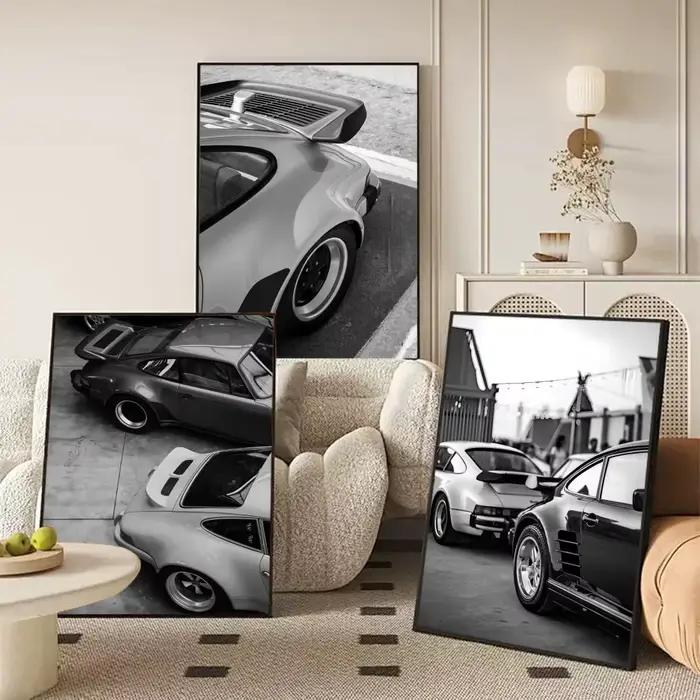 Affiche de véhicule de voiture de luxe noir et blanc
