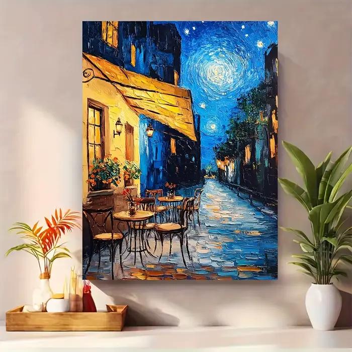 Peinture sur toile Van Gogh "café terrasse la nuit"