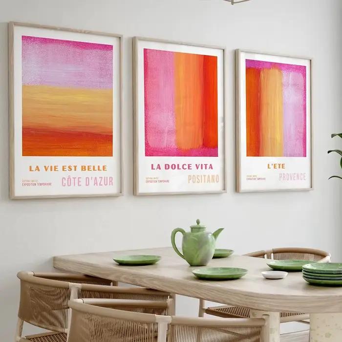 Affiche et imprimés abstraits rose Orange