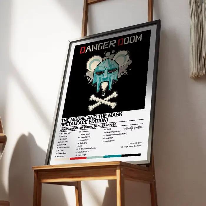 Autocollant mural en papier imperméable avec couverture d'album et chansons de MF DOOM