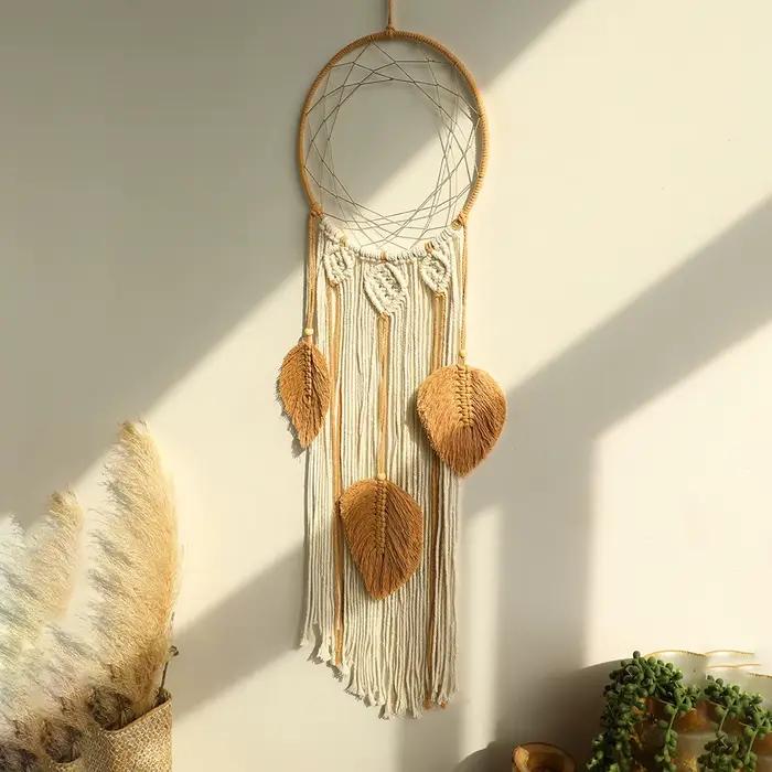 Grand Attrape-rêve Mural en Macramé de Style Boho