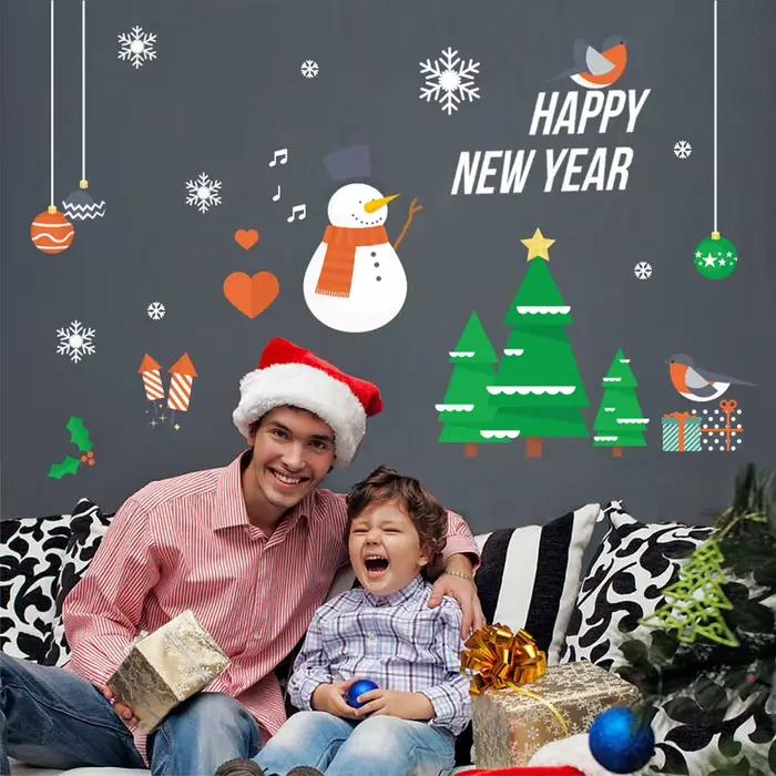 Autocollants muraux Joyeux Noël/Chaudes fêtes du Nouvel An