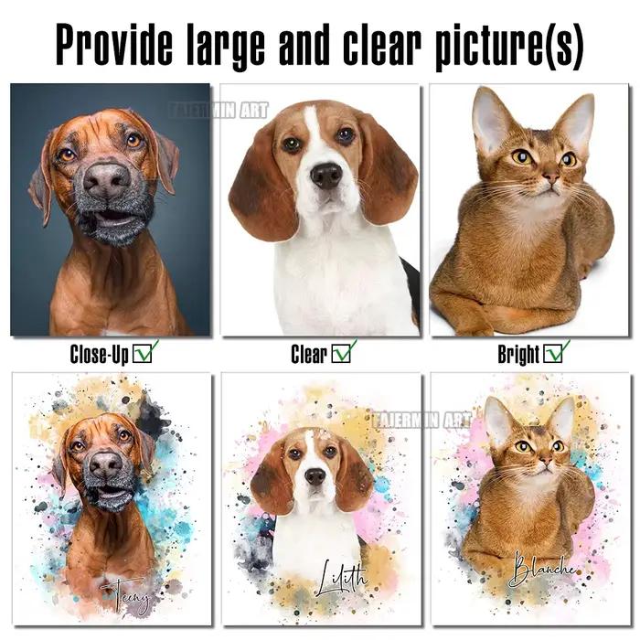 Portrait personnalisé de chien/chat avec nom