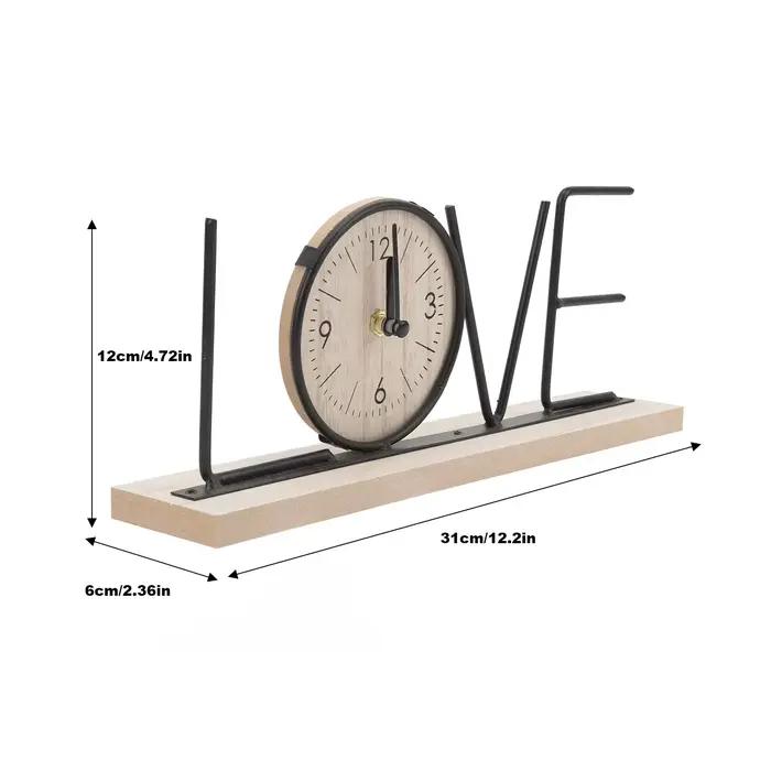 1Pc étagère de bureau horloge bois fer Art à piles moderne décoratif lettre Table horloge ornement pour salon salle à manger