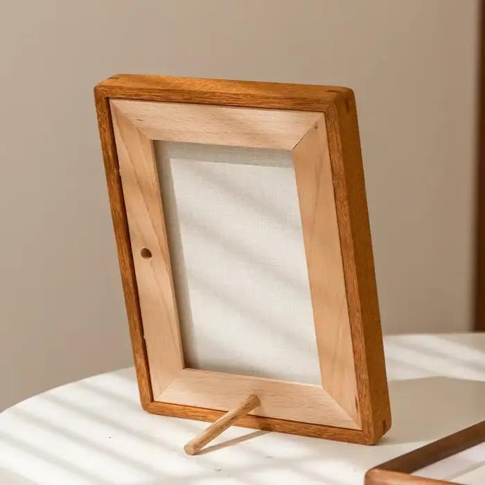 Support de cadre Photo d'angle rond en bois massif