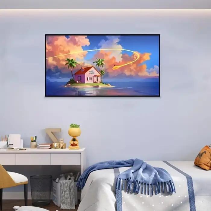 Affiches d'art murales de salle, dessin animé classique japonais, nuage, vue sur la mer, décoration de maison, peinture sur toile pour chambre à coucher, salon, imprimés artistiques imprimés