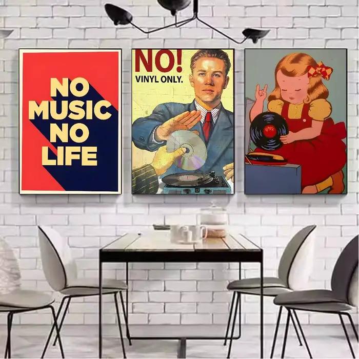 Affiche de disques vinyles rétro du milieu du siècle