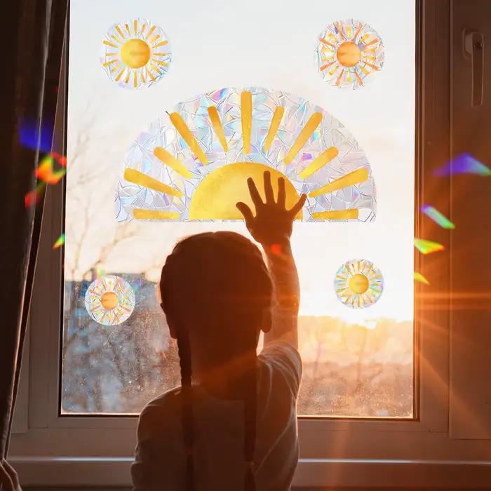 Autocollants de fenêtre attrape-soleil colorés