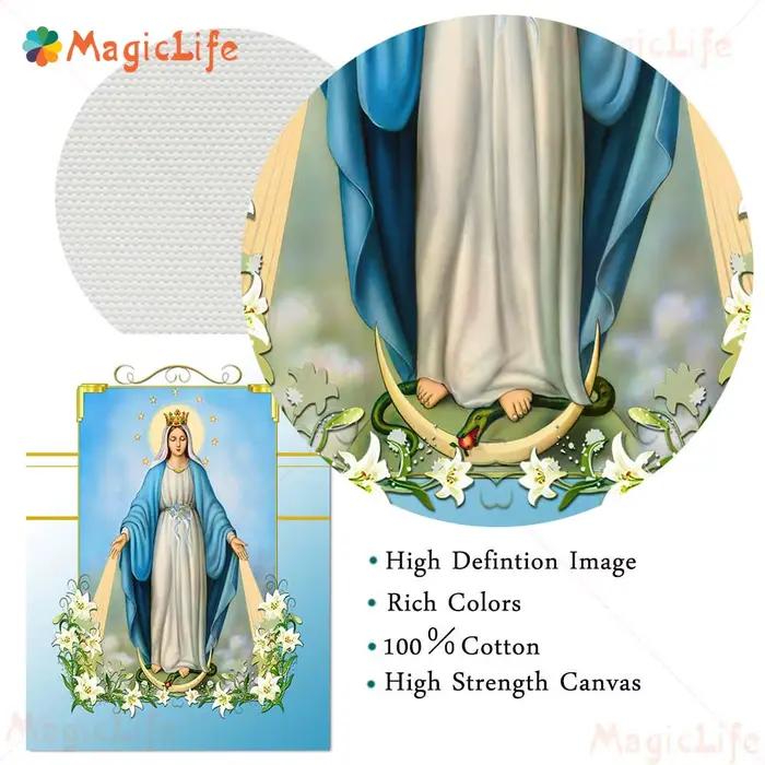 Notre-dame du chapelet Art religieux impression Saints catholiques mur Art toile peinture la vierge et l'enfant affiche