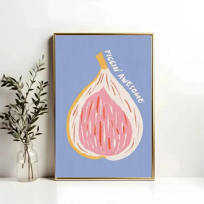 Pâtes Croissant café à la mode manger rose cerise citron figue citation affiche toile peinture impression mur pour cuisine décor Cuadros