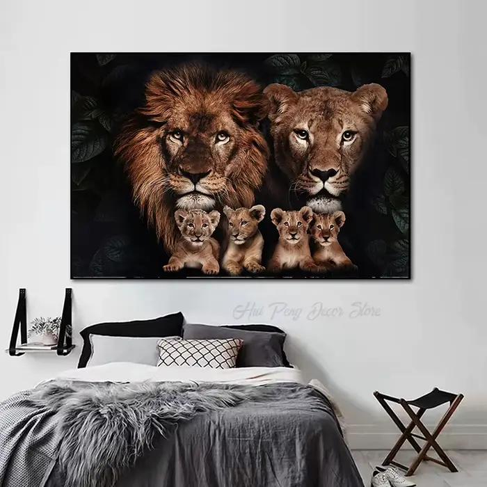 Affiche d'animaux de la famille de Lion
