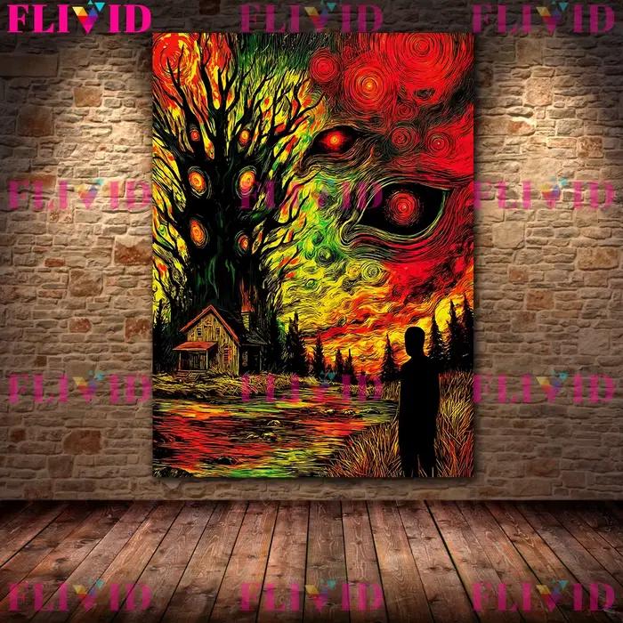 Toile d'art mural abstrait du monde des rêves bizarre et terrificant, peinture sur toile, un cauchemar glacant, affiche d'art gothique imprimée, décoration de maison