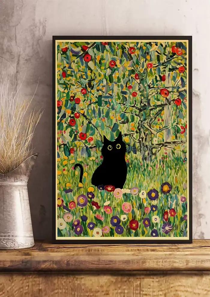Affiche numérique de chats mignons en papier kraft