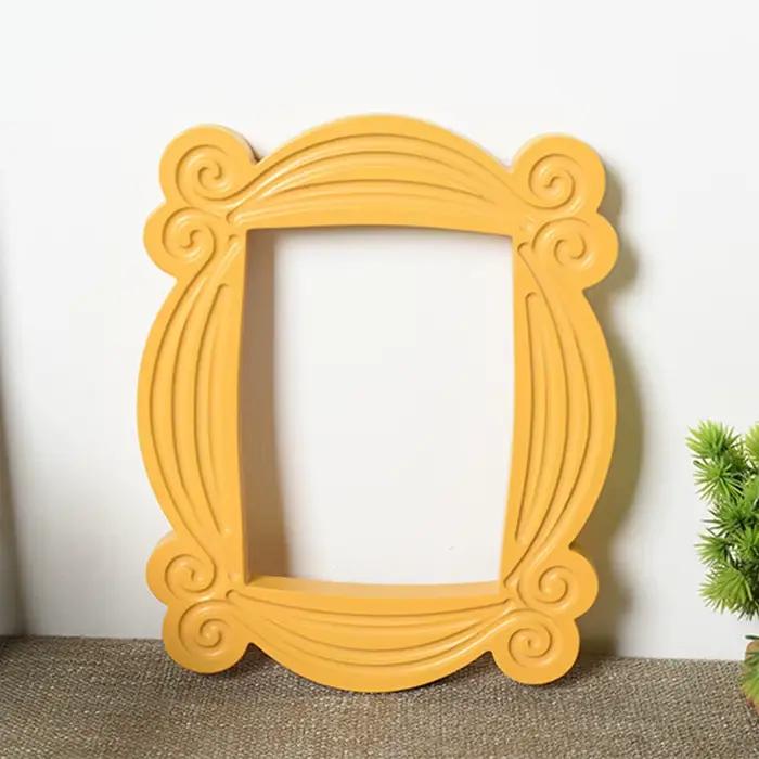 Cadre de porte en bois Monica fait à la main, série télévisée Friends, jaune, cadres photo Mon, rectangle, décoration d'intérieur à collectionner, cadeau de collection