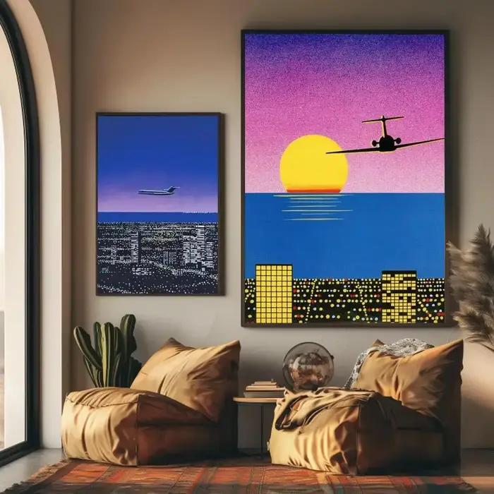 H-hiroshi Nagai œuvre peinture calligraphie haute qualité coton toile affiche mur Art pour salon café maison décor