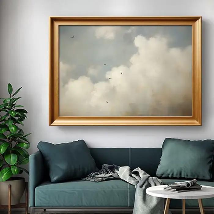 Affiche Vintage nuage et oiseaux