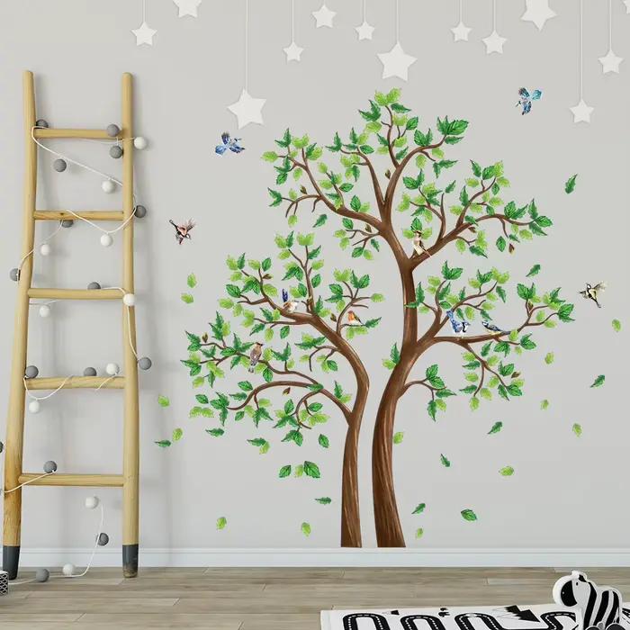 Autocollant mural arbre vert 3d pour salon