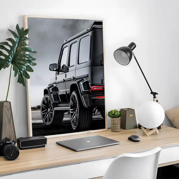 Affiche de véhicule de voiture de luxe noir et blanc