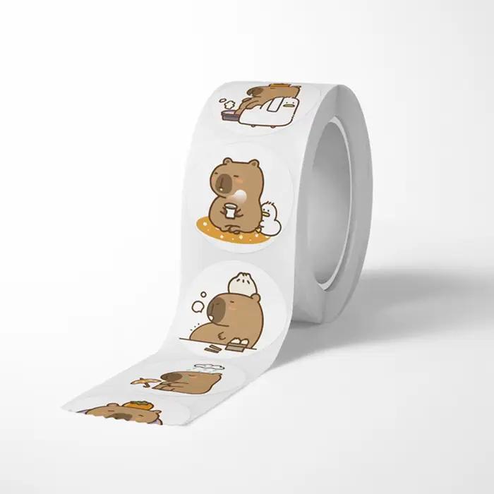 500 autocollants/rouleau Capybara mignons