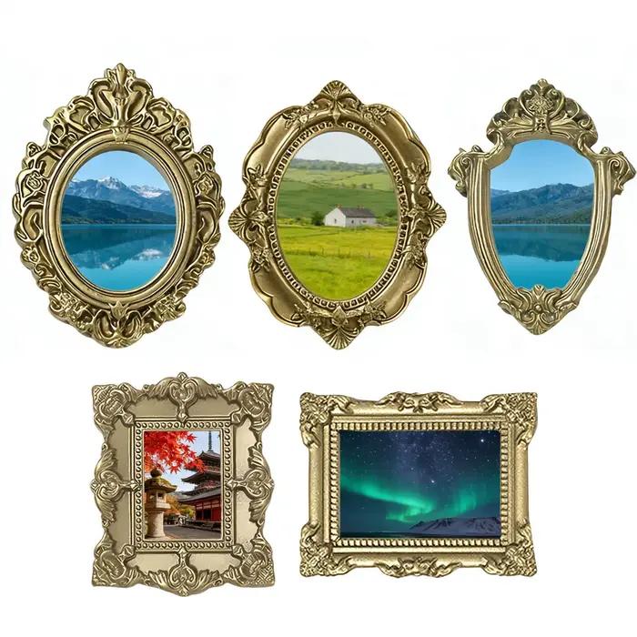 Cadres photo miniatures en résine, petits cadres photo anciens, cadre photo mural en dentelle pour présentation de bijoux, photographie, DIY, 5 pièces