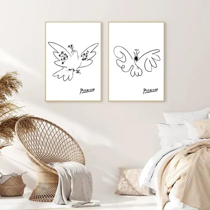 Pablo Picasso colombe de la paix teckel chien ligne Art impression exposition Vintage mur Art affiche toile peinture pour chambre décor à la maison