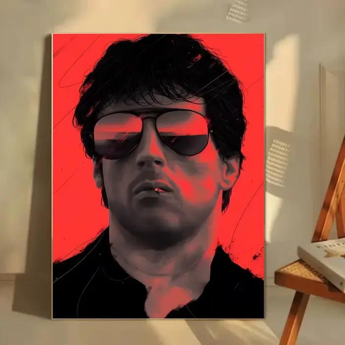 Affiche de style artistique de film « Gritty Action S-Sylvester Stallone Boxing Legend » HD, autocollant mural imperméable, décoration pour bar, salon, cadeau