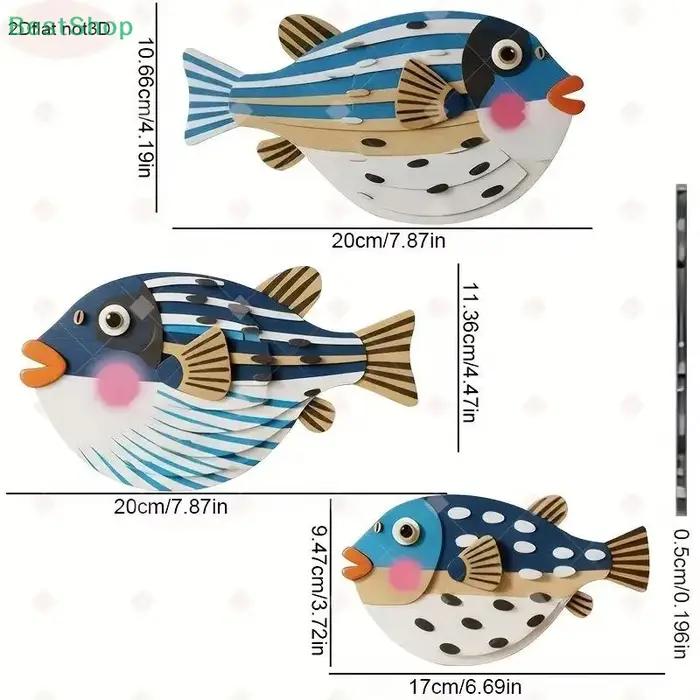 💕 Décoration murale suspendue à trois poissons