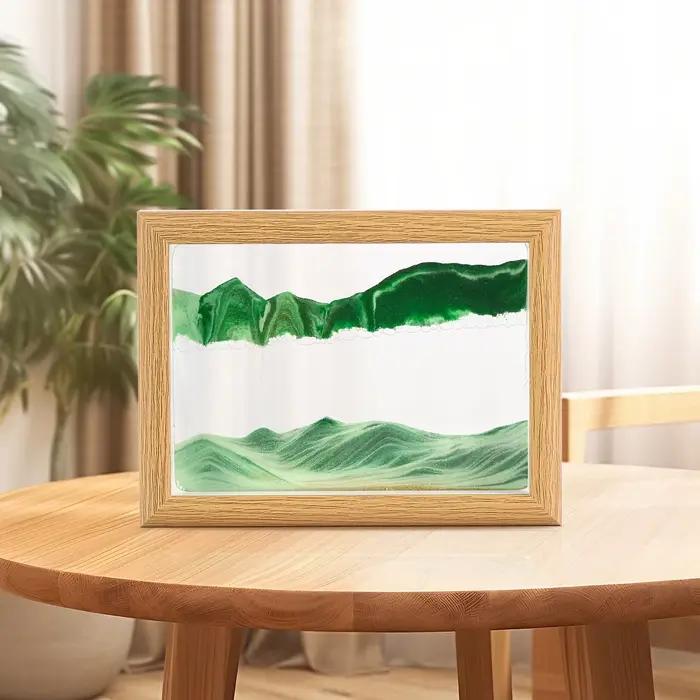 Cadre en bois paysage de sable en mouvement