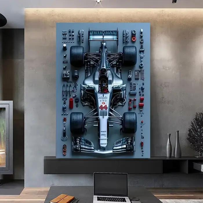 Art mural de la série F1 Racing – Affiche imprimée sur toile HD pour les passionnés de voitures, parfaite pour la décoration de la maison, du garage ou du club