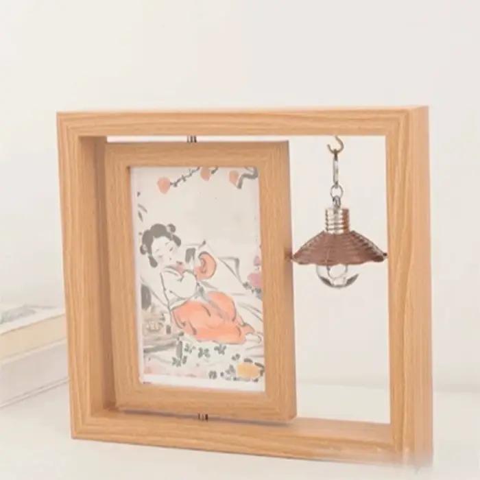 Cadre photo en bois double face carré