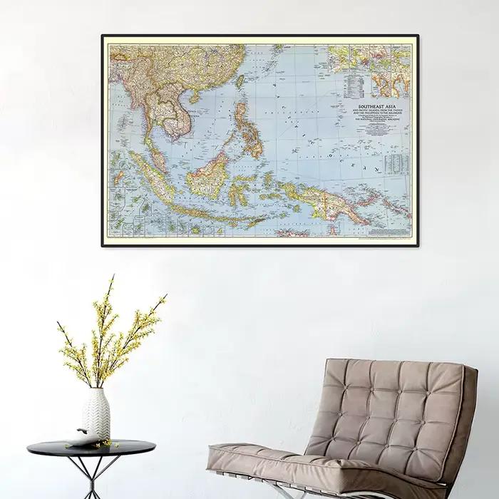 Affiche détaillée de la carte du sud-est 1944 en papier Kraft