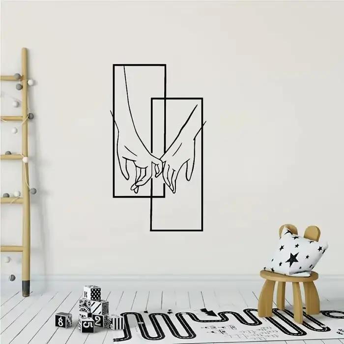 Affiche d'art de couple de mains tenant la main pour hommes et femmes