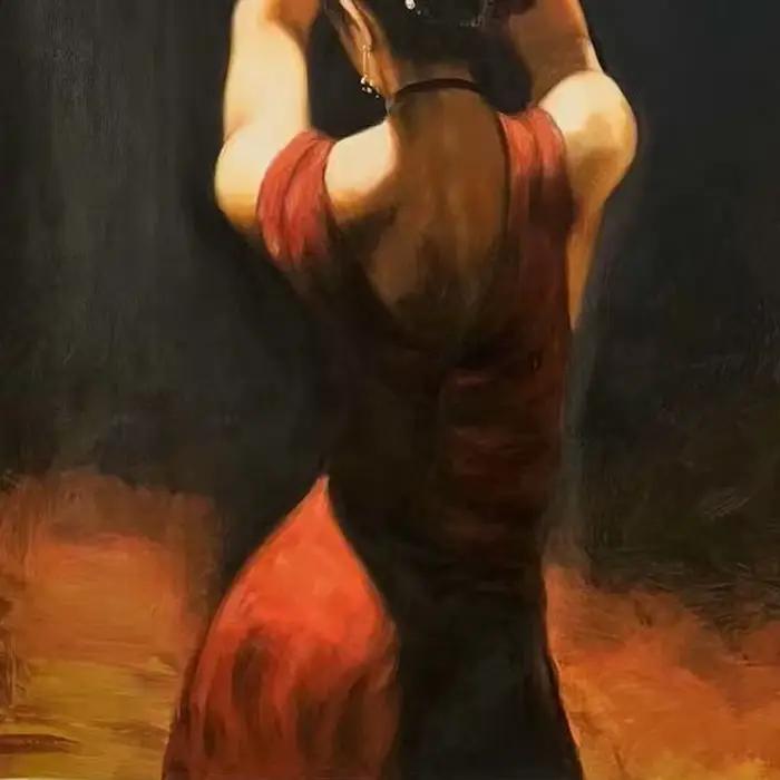 Peintures sur toile suspendues pour hôtel, peinture de danseuse de salon, peinture à l'huile de femme Latina, peinture peinte à la main de haute qualité