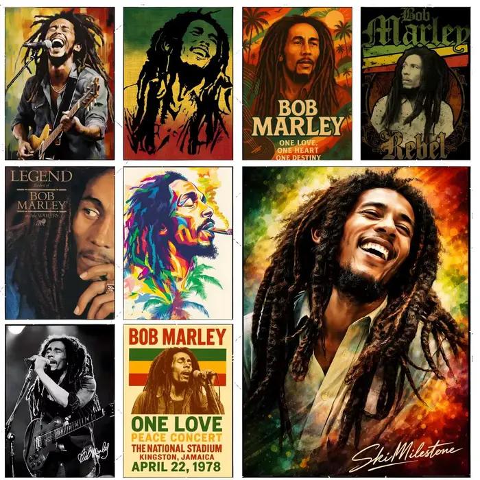 Affiche de chanteur de reggae B-Bob Marley, décoration artistique haut de gamme et cadeau pour la maison, salon, ornements pour la maison