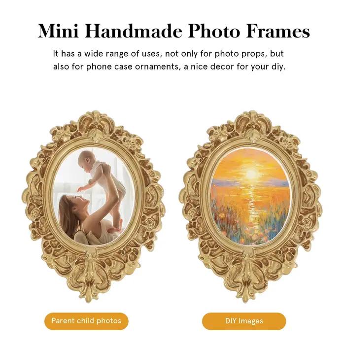 Mini cadres photo en résine pour fille dorée