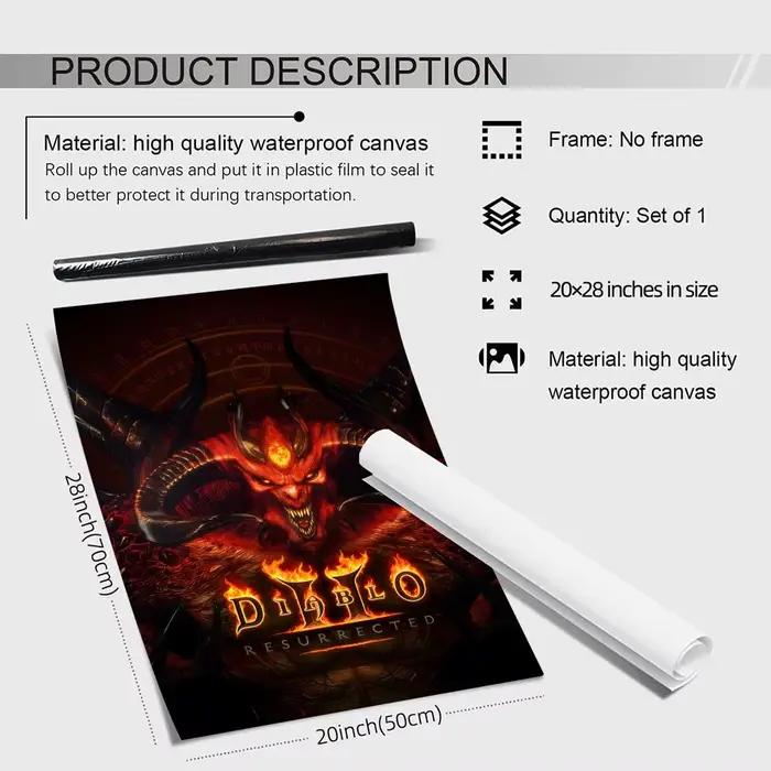 Affiche sur toile de calligraphie de jeu RPG D-Diablo 4
