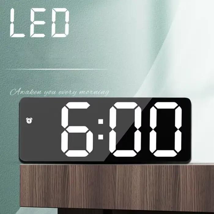 Réveil numérique en acrylique/miroir, commande vocale (alimenté par batterie), horloge de Table, Snooze, Mode nuit, horloges électroniques LED 12/24H