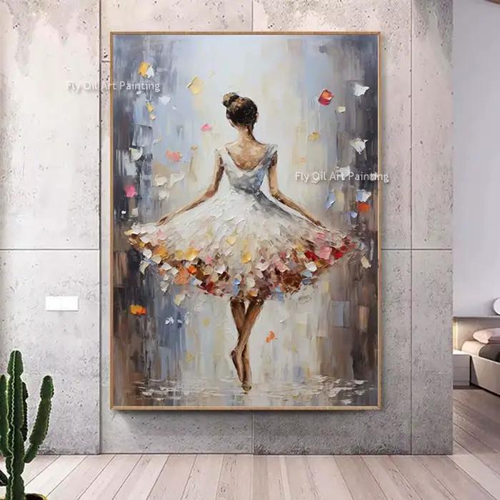Peinture à l'huile sur toile de Ballet dansant de fille