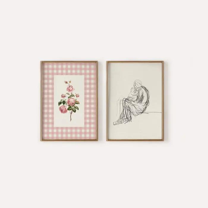 Affiches d'art pour chambre d'enfant rose rétro