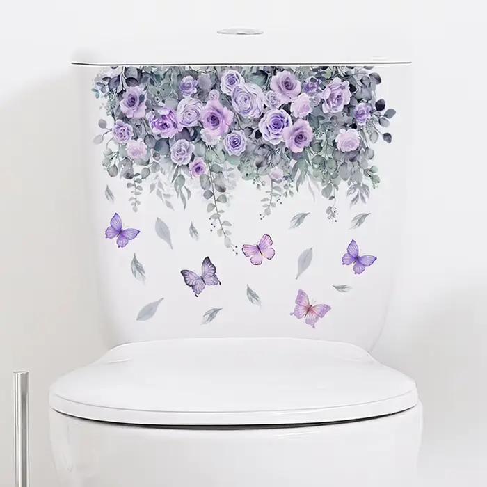 Autocollant mural plante fleur papillon