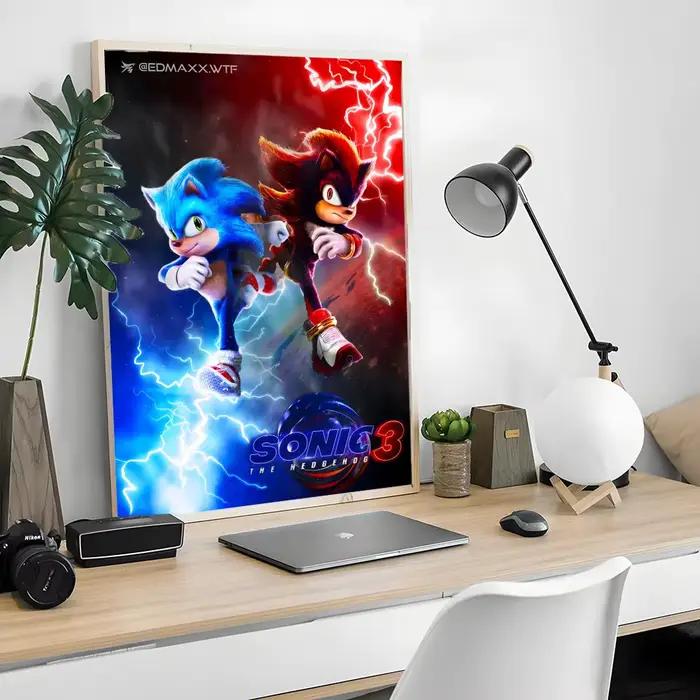 Affiche du jeu Sonic, autocollant artistique auto-adhésif en papier imperméable
