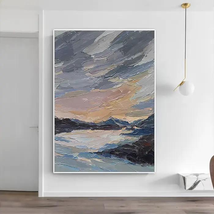 Peinture à l'huile sur toile grise jaune